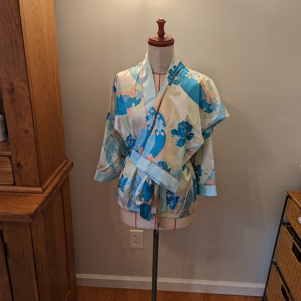 NWOT Oscar De La Renta Pink Label Asian Kimono Style Robe & Pants Set  P…